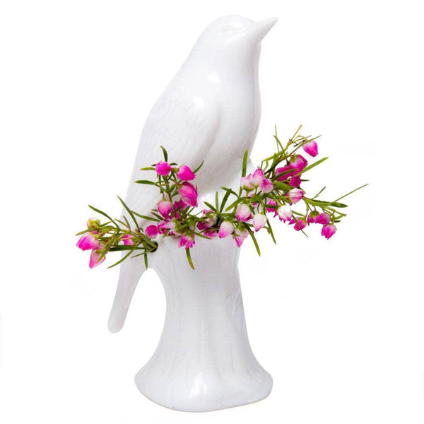 Porcelain Bird Flower Vase: Baby Blue