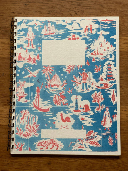 French Storybook Notebooks: Pink and Blue Scene Lined