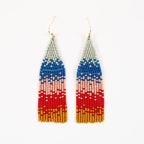 Ombre Bead Fringe Earrings: Jungle Green