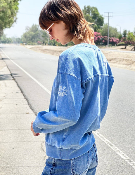 Denim Daisy Emb Sweatshirt