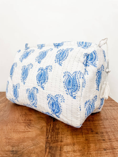 Blue Paisley Block Print Pouch