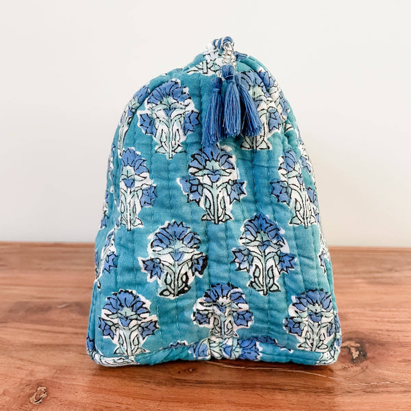 Marine Blue Block Print Pouch