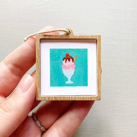 Mini 1" Ice Cream Sundae Gouache Art Print