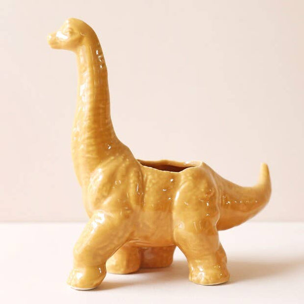 Mustard Diplodocus Dinosaur Planter