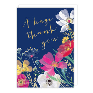 Flowers on Dark Blue Thank You Card