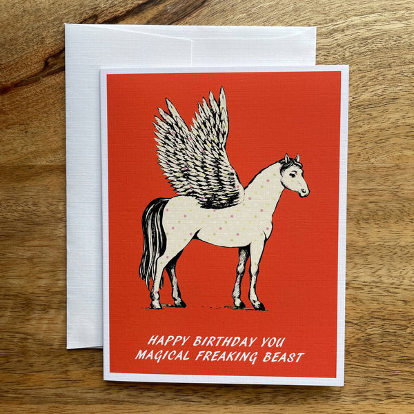 Magical Pegasus Birthday funny greeting card