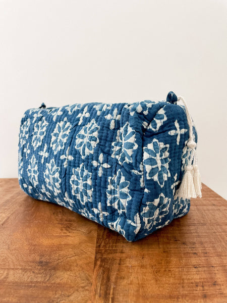 Indigo Burst Block Print Pouch