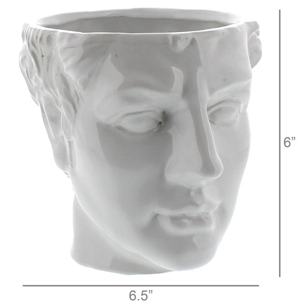 Apollo Ceramic Head Cachepot - White