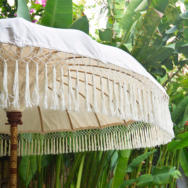 NEW | Balinese Umbrella Patio | Natural Fringed