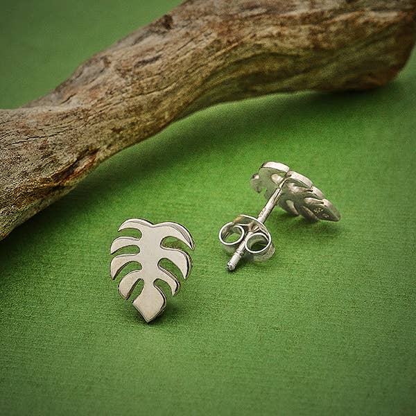 Monstera Stud Earrings