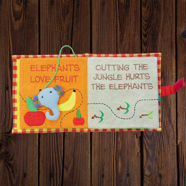 Fabric Kids' Book - Save the Elephants (w)