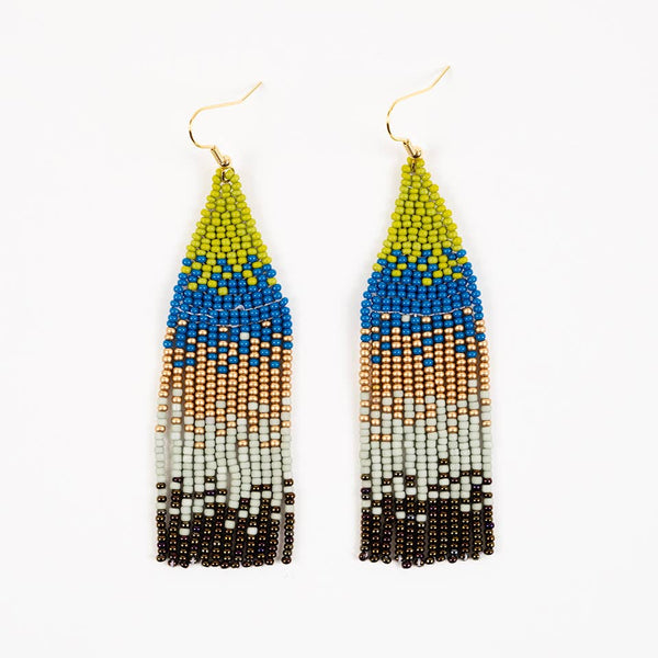 Ombre Bead Fringe Earrings: Honey Dew