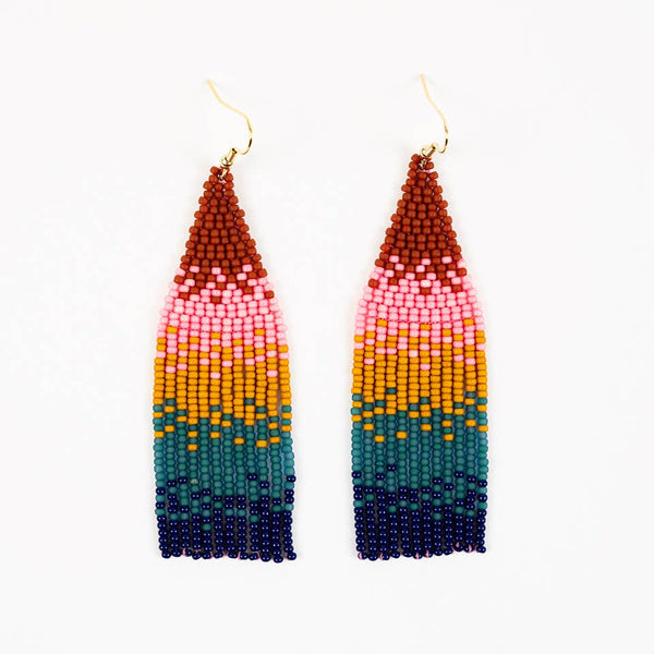 Ombre Bead Fringe Earrings: Honey Dew