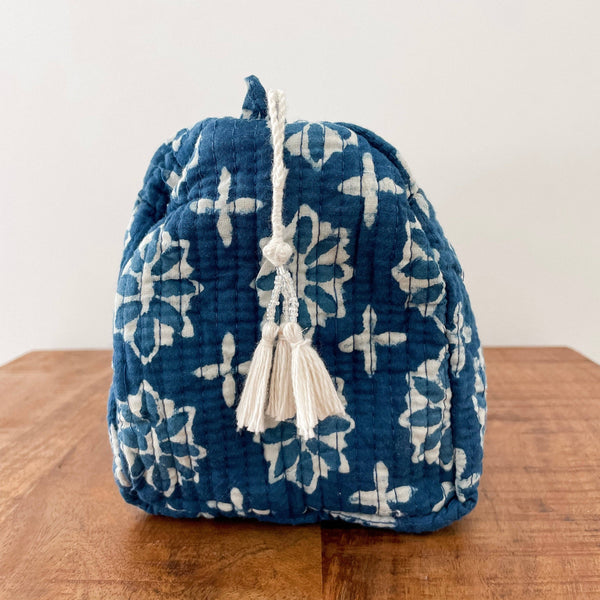 Indigo Burst Block Print Pouch