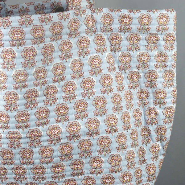 Cotton Quilted Large TOTE Grey Small Floral