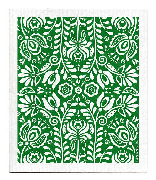 Swedish Dishcloth - Scandi Bloom - Dark Green
