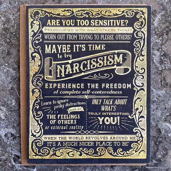 Try Narcissism; Psychology Humor; Funny Therapy Card