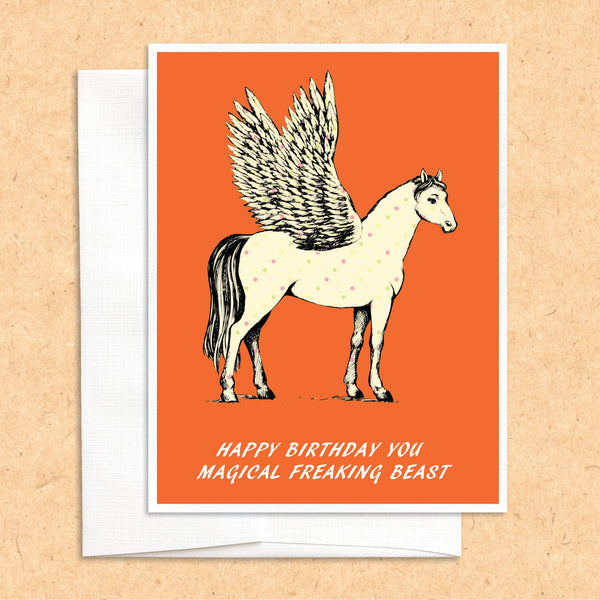 Magical Pegasus Birthday funny greeting card