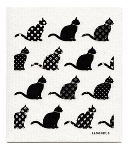 Swedish Dishcloth - Cats - Black