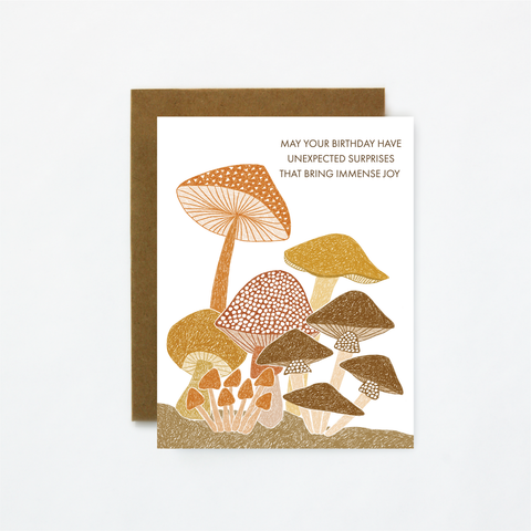 Unexpected Surprises-Mushroom Birthday Greeting Card