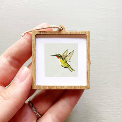 Mini 1" Hummingbird Animal Tiny Watercolor Painting Print