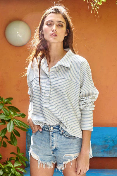 Ribbed Long Sleeve Pullover Top