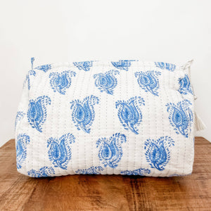 Blue Paisley Block Print Pouch