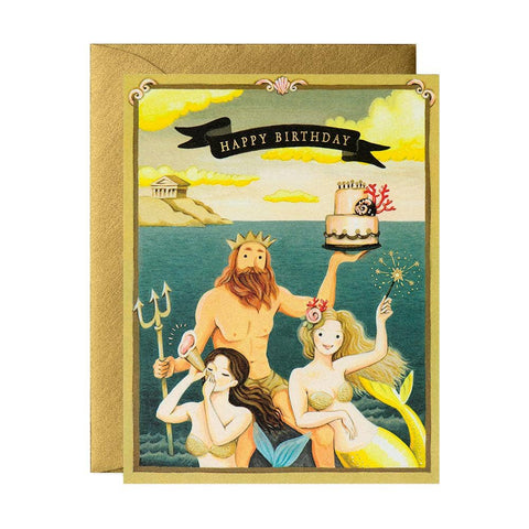 Neptune and Mermaids Birthday Greeting Card