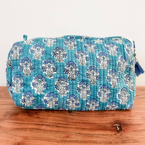 Marine Blue Block Print Pouch