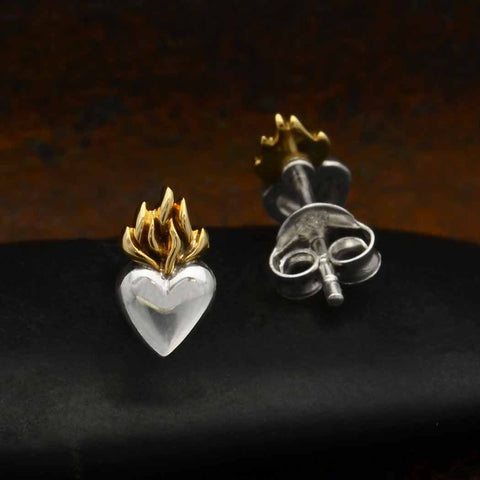 Sterling Silver Heart with Bronze 9x5mm