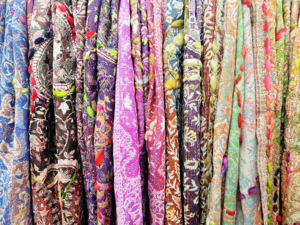 Amanda Thick Stitch Embroidered Scarf Assorted Jewel Tones