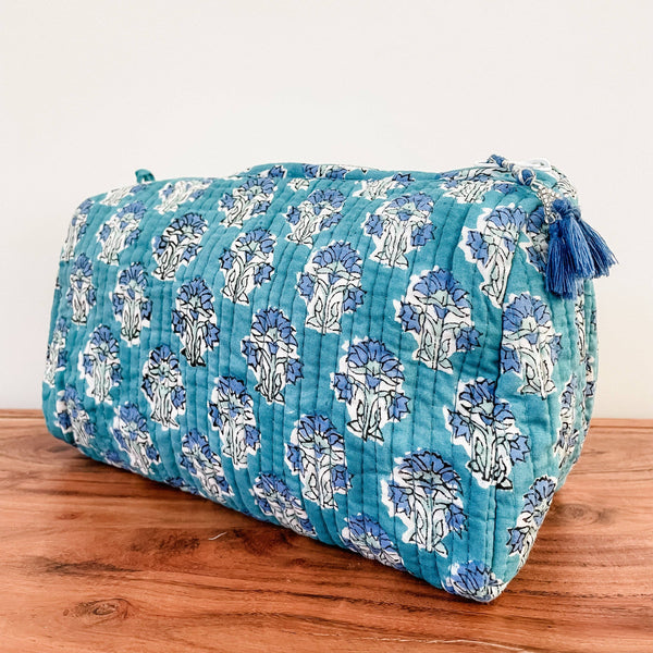 Marine Blue Block Print Pouch