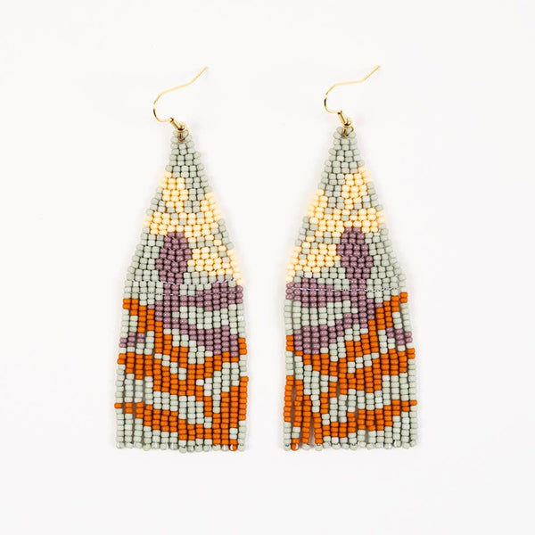 Beaded Botanica Fringe Earrings: Eucalyptus Bark