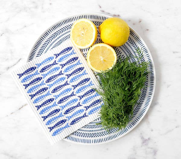 Swedish Dishcloth - Sardines - Blue