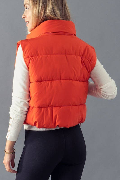 STAND COLLAR  QUILT CROPPED PUFFER VEST