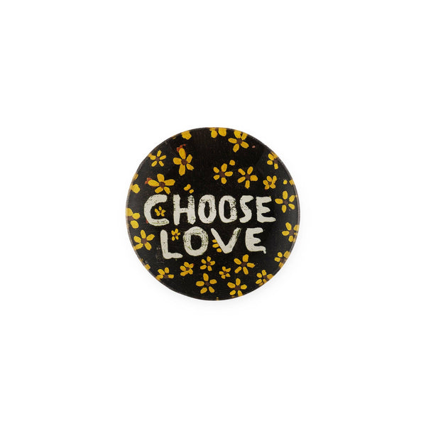 Choose Love with Yellow Flowers Mini Round Decoupage Plate - 4"