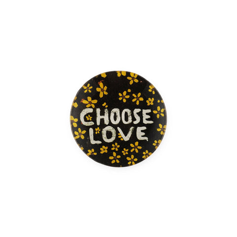 Choose Love with Yellow Flowers Mini Round Decoupage Plate - 4"