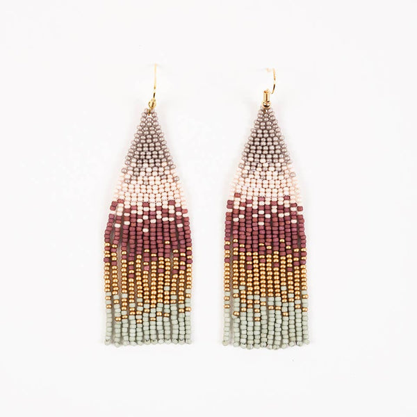 Ombre Bead Fringe Earrings: Jungle Green