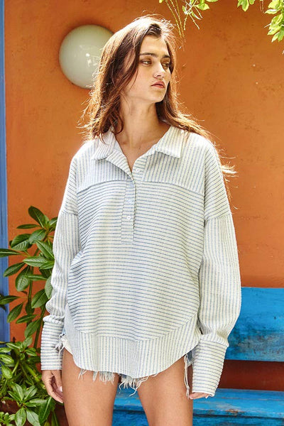 Ribbed Long Sleeve Pullover Top