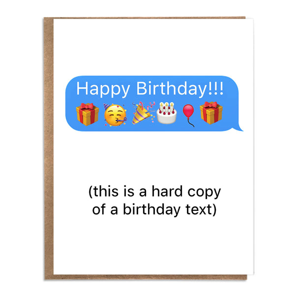 Cute Birthday Card; Hard Copy of Birthday Text; Bday Emoji