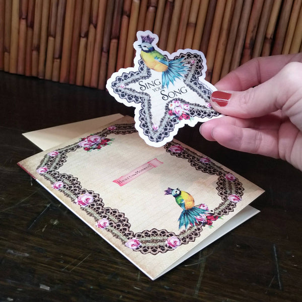Greeting Card, "Sing Your Song", & Detachable Sticker Gift