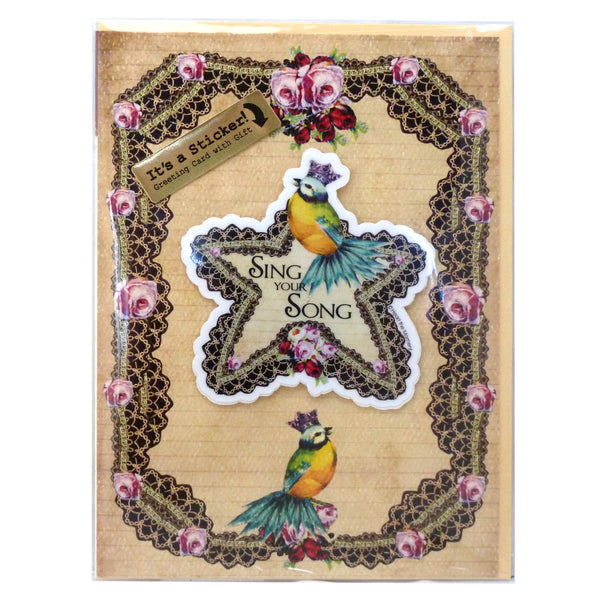 Greeting Card, "Sing Your Song", & Detachable Sticker Gift