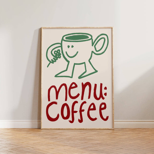 Menu Coffee Doodle Print