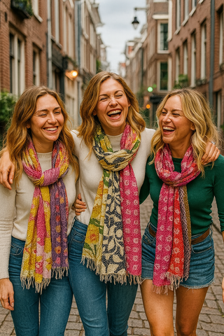 Reversible Handmade Cotton Kantha scarf