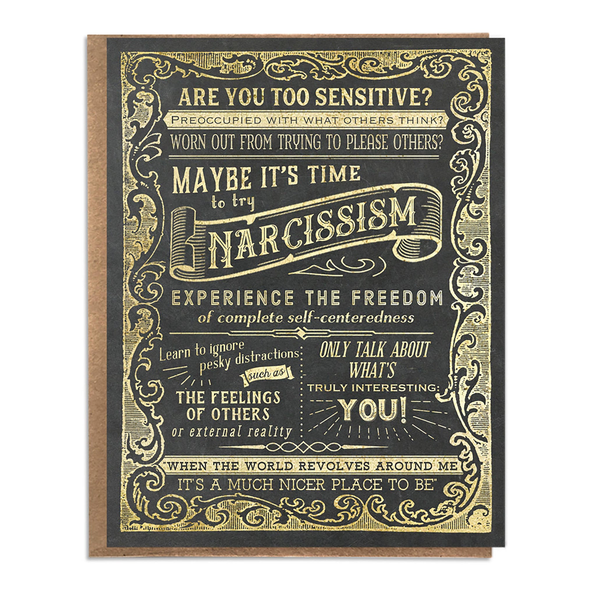 Try Narcissism; Psychology Humor; Funny Therapy Card