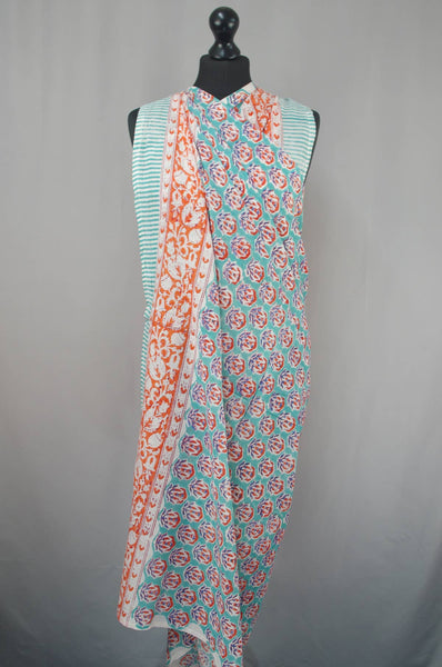 Beach Sarong -  Teal Orange Floral