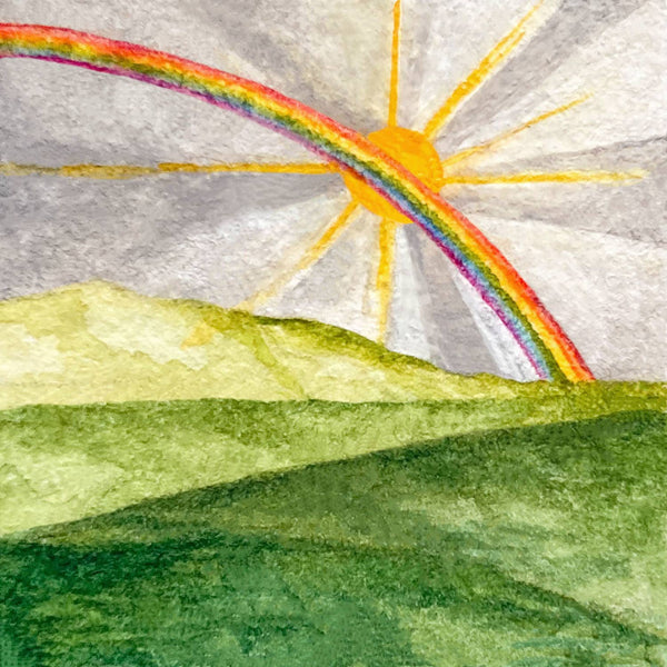 Mini 1" Rainbow Rainy Day Watercolor Print