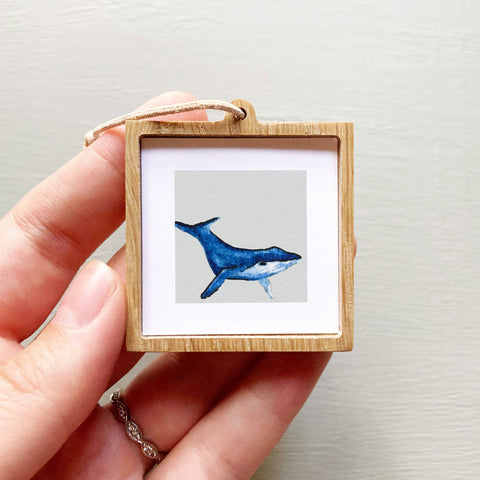 Mini 1" Humpback Whale Animal Print Tiny Watercolor Painting