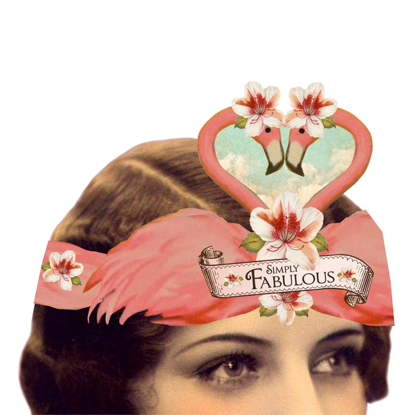 Greeting Card with Tiara, Simply Fabulous, Flamingos