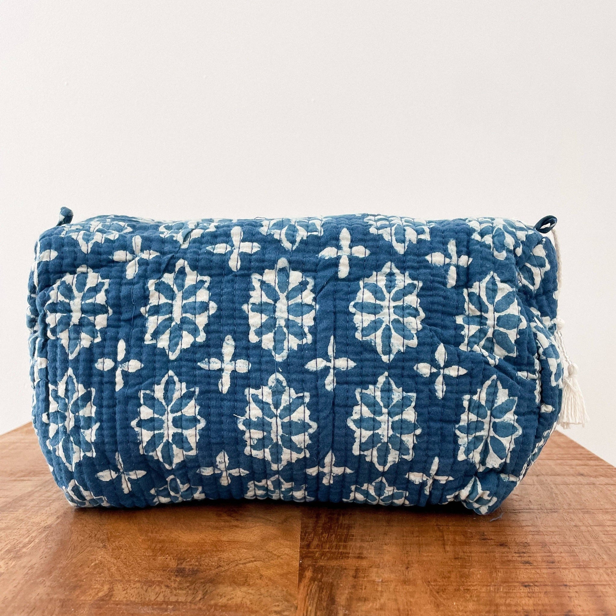 Indigo Burst Block Print Pouch